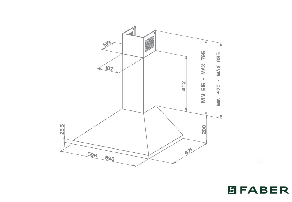 Εικόνα της Απορροφητήρας Faber Value PB4 2L X A90 Καμινάδα 90cm Inox