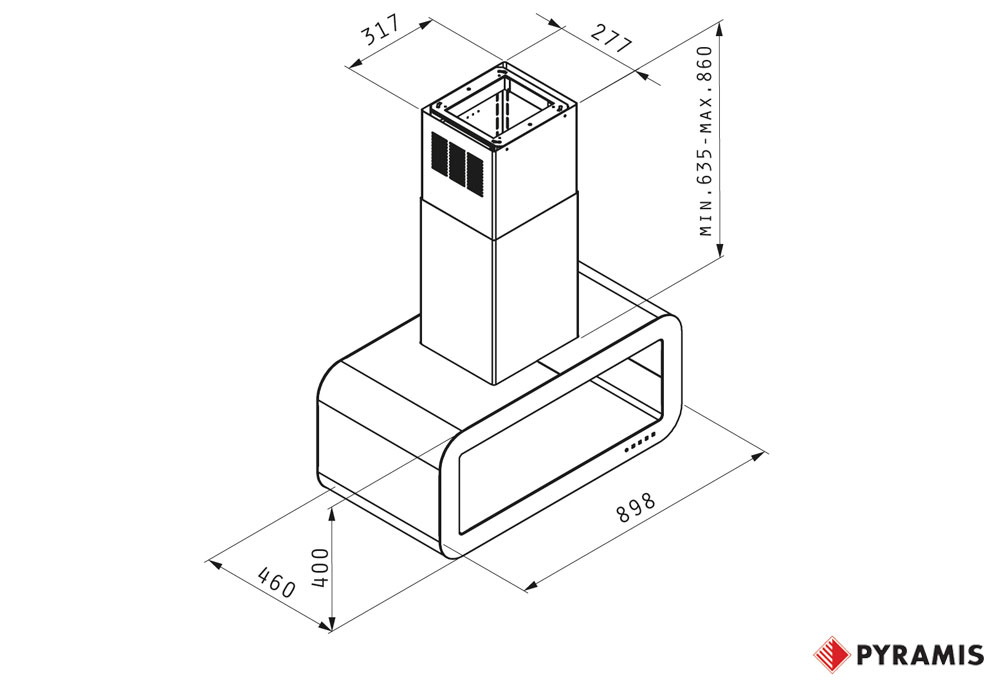 Εικόνα της Απορροφητήρας Pyramis Corso Οροφής Elegant 90cm 065021701