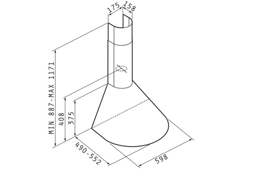 Εικόνα της Απορροφητήρας Pyramis Καμινάδα Στρόγγυλη 60cm 065017801