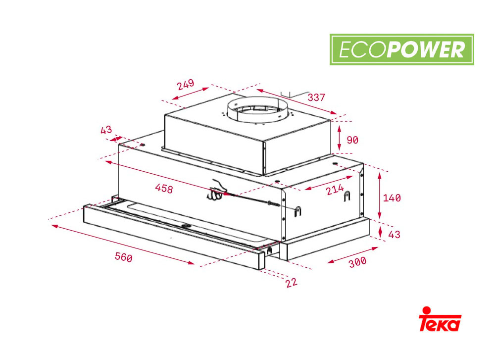 Εικόνα της Απορροφητήρας Teka CNL 6815 Plus Ecopower Συρόμενος 60cm F.870.SS