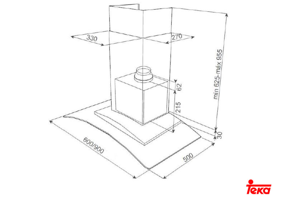 Εικόνα της Απορροφητήρας Teka NC 980 Καμινάδα  90cm Crystal / Inox F.845 (40455332)