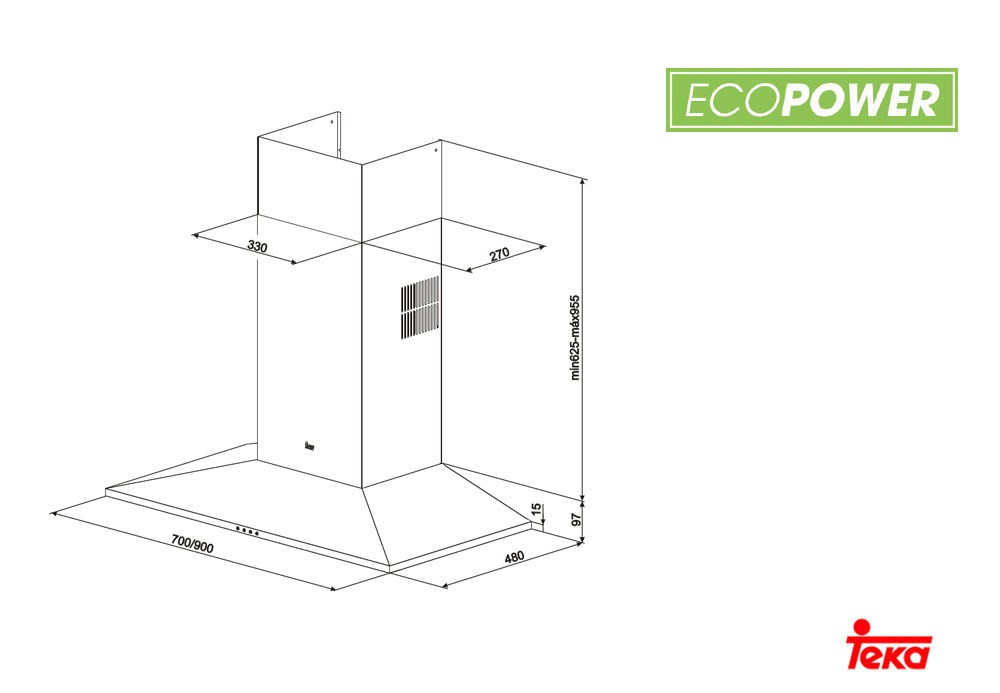 Εικόνα της Απορροφητήρας Teka Tikal DSS 785 Ecopower Καμινάδα 70cm F.828
