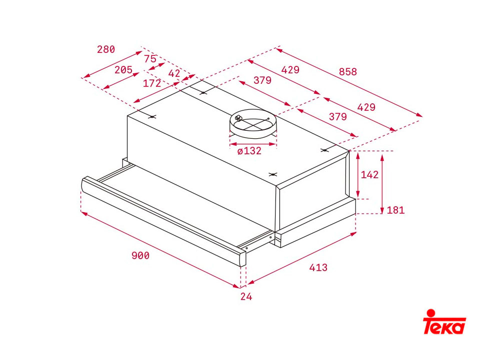 Εικόνα της Απορροφητήρας Teka TL 9310 Συρόμενος 90cm Inox F.874.SS