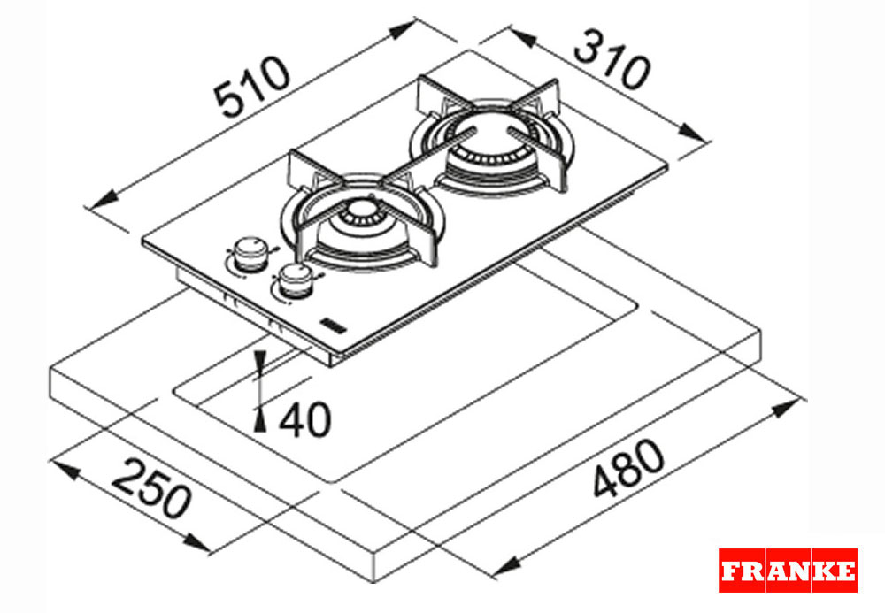 Εικόνα της Αυτόνομη Εστία Αερίου Franke Crystal Plus FHCR 302 2G HE BK C Μαύρο Κρύσταλλο 3061602005