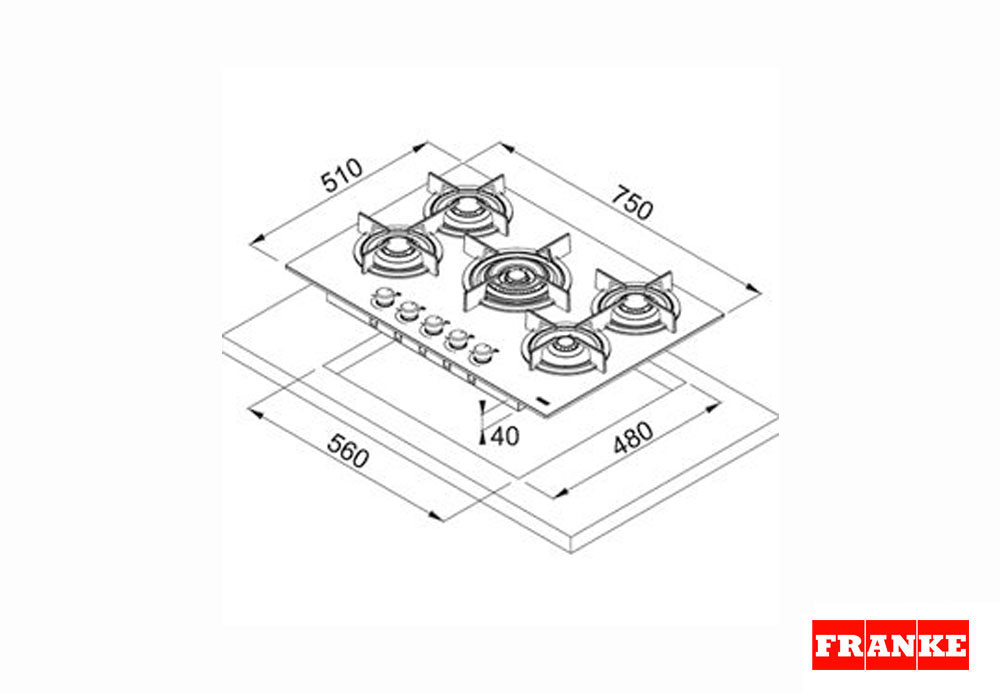 Εικόνα της Αυτόνομη Εστία Αερίου Franke Crystal Plus FHCR 755 4G TC HE BK C Μαύρο Κρύσταλλο 3061602006