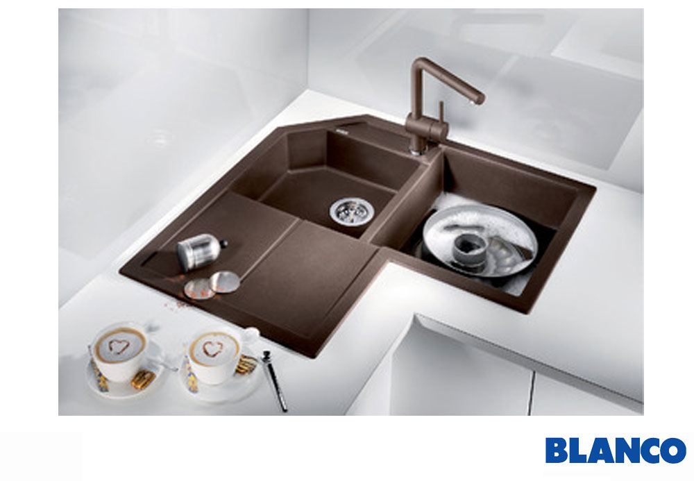 Εικόνα της Γωνιακός Νεροχύτης Blanco Metra 9 E Silgranit 83x83cm Anthracite 515576