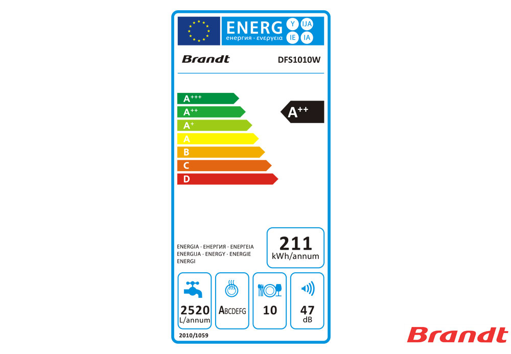 Εικόνα της Ελέυθερο Πλυντήριο Πιάτων Brandt DFS 1010W  45cm