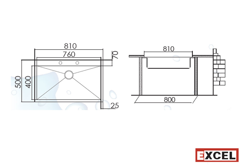 Εικόνα της Νεροχύτης Excel 721CM (81x50) Σατινέ
