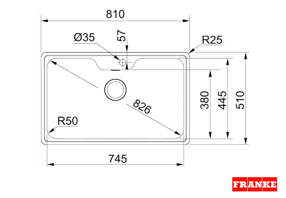 Εικόνα της Νεροχύτης Franke Bell 610 (81x51) Λείος Inox 3011850101