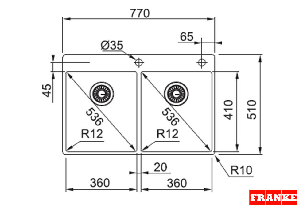 Εικόνα της Νεροχύτης Franke Box BXX 220 36-36 TL (77x51) Inox 1000000596