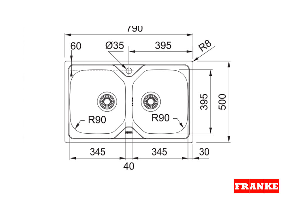Εικόνα της Νεροχύτης Franke New Value (Onda Line) OLX 620-79 (79x50) Λείος Inox 3011551011