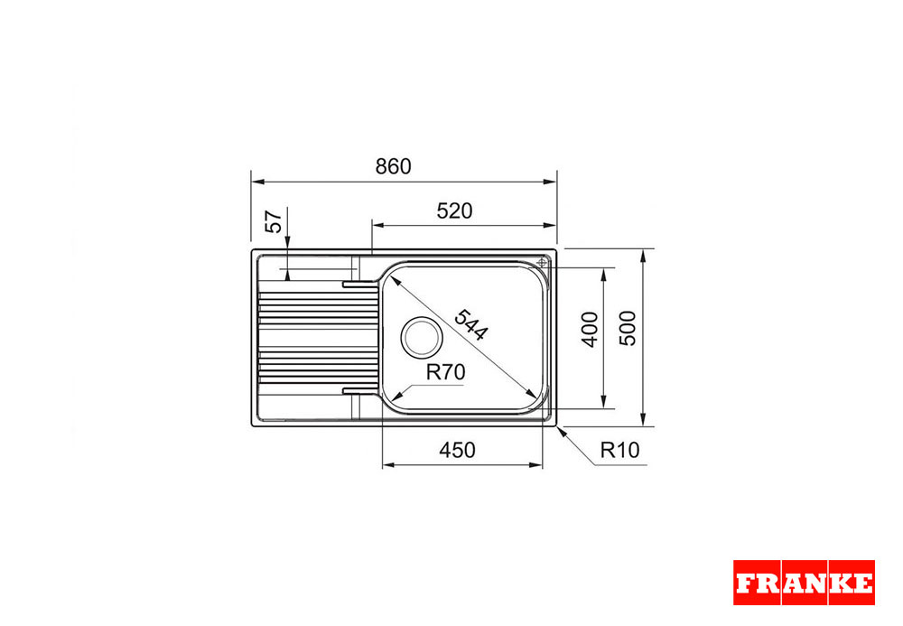 Εικόνα της Νεροχύτης Franke Smart SRX 611-86 LB Ραβδώσεις Αριστερά (86x50) Λείος Inox 3011750104