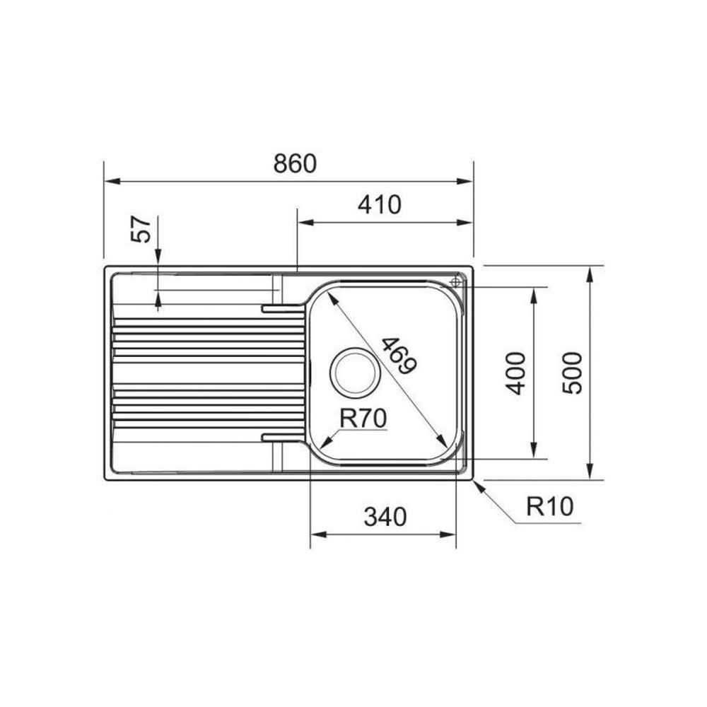 Εικόνα της Νεροχύτης Franke Smart SRX 611-86 Ραβδώσεις Αριστερά (86x50) Λείος Inox 3011750102