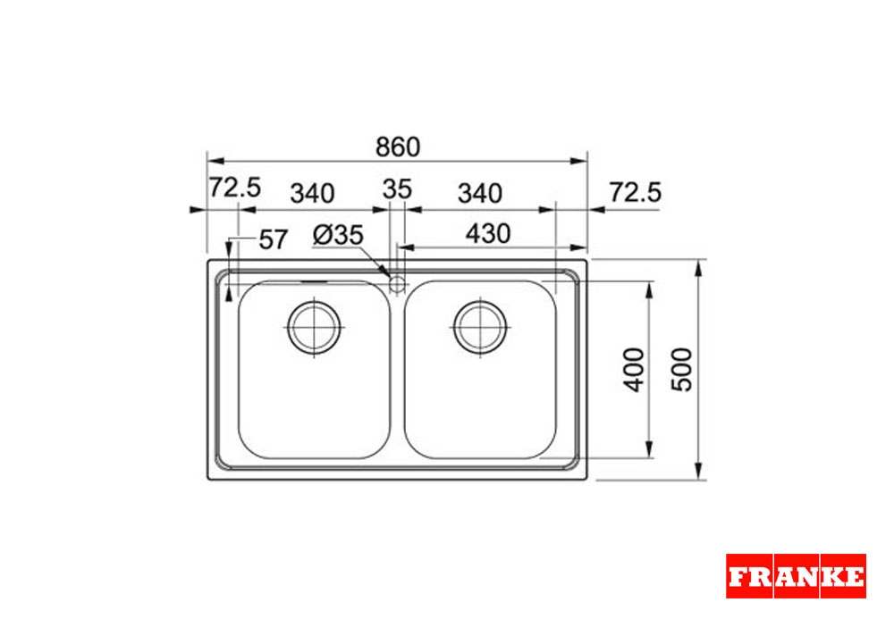 Εικόνα της Νεροχύτης Franke Smart SRX 620-86 (86x50) Λείος Inox 3011750201
