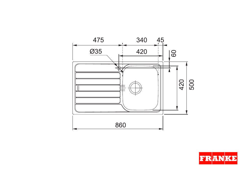 Εικόνα της Νεροχύτης Franke Spark SKX 611 Λείος Inox 3011744101