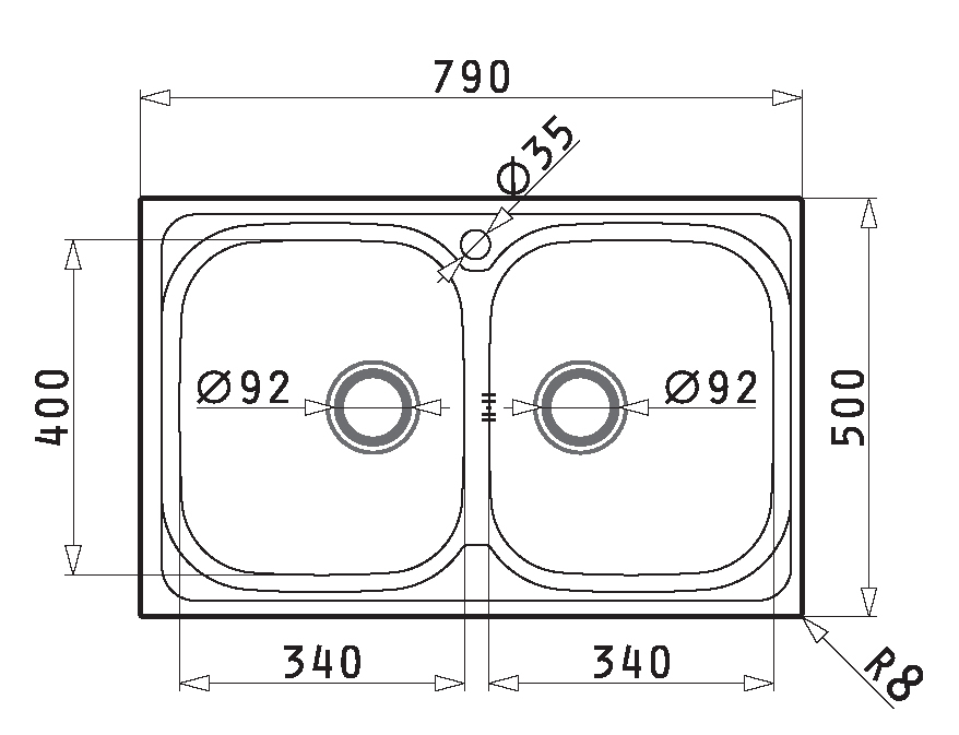 Εικόνα της Νεροχύτης Pyramis Amaltia (79x50) 2B Λείος 107132501