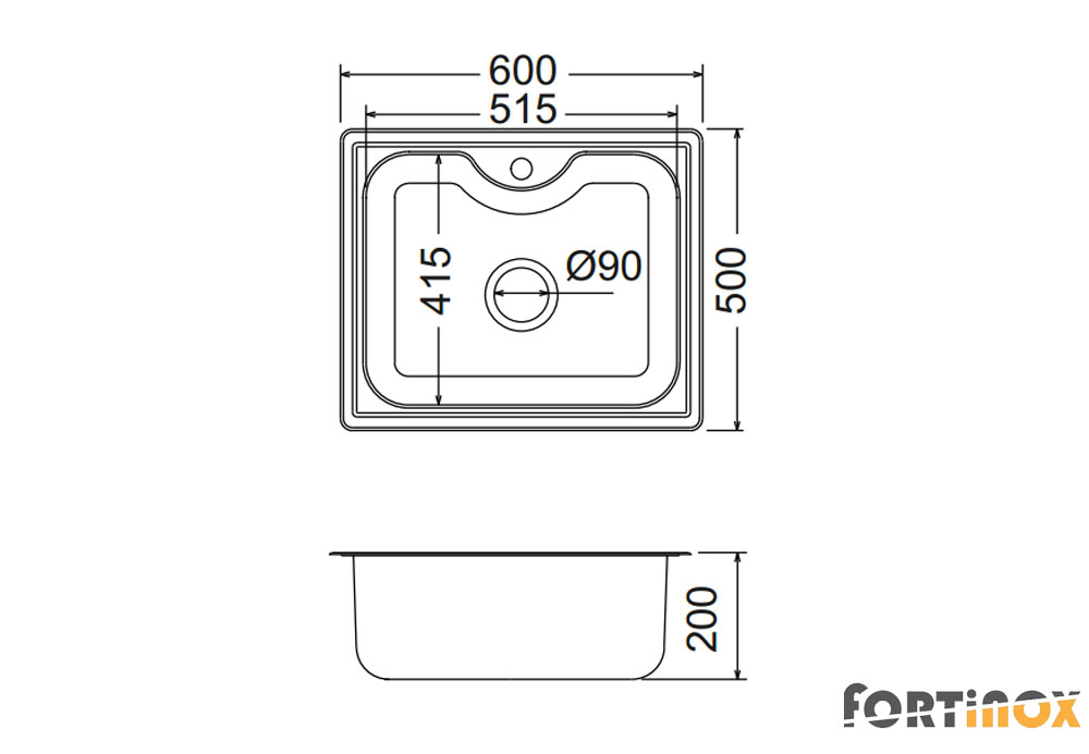 Εικόνα της Νεροχύτης Ένθετος Fortinox Arena 22060 (60x50) Λείος