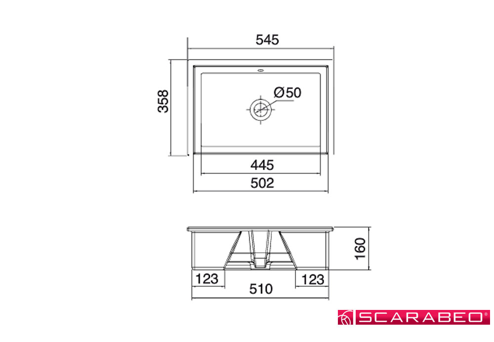 Εικόνα της Νιπτήρας Μπάνιου Scarabeo Tech 8037 54,5x35,8cm