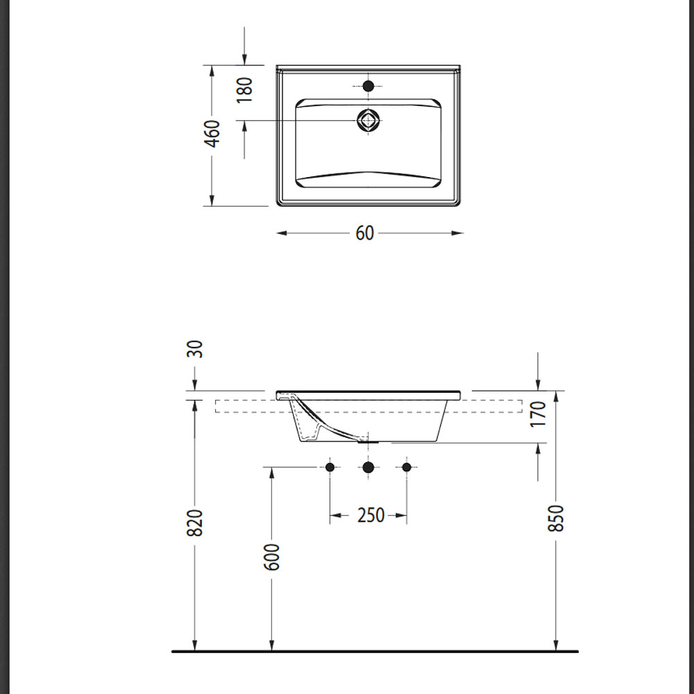 Εικόνα της Νιπτήρας Μπάνιου Serel Slim 3001 60x46cm