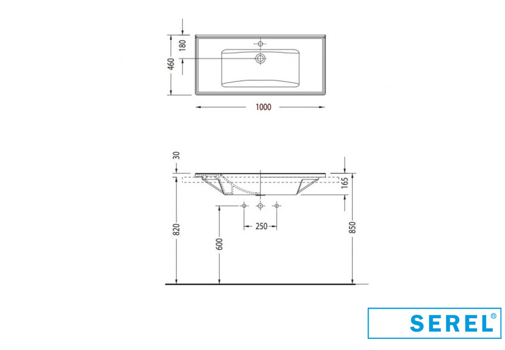 Εικόνα της Νιπτήρας Μπάνιου Serel Slim 3037 100x46cm