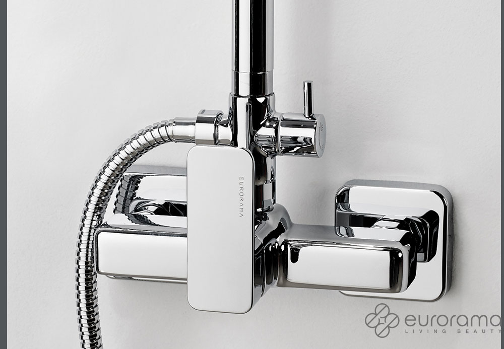 Εικόνα της Στήλη Ντούς 2 Εξόδων Eurorama Quadra 144065 Με Κολώνα Ρυθμιζόμενου Ύψος