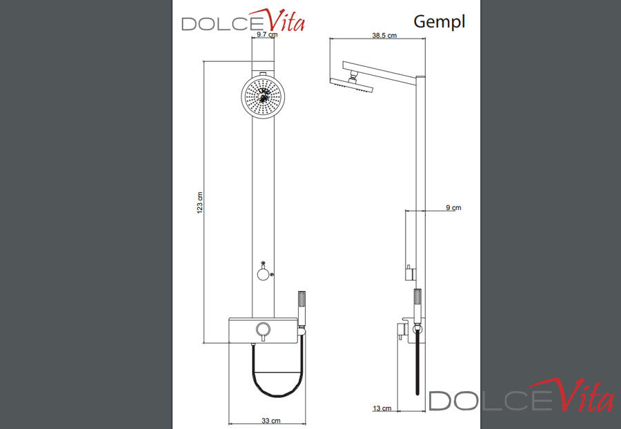 Εικόνα της Στήλη Ντούς Dolce Vita Gemma Plus 2 Εξόδων