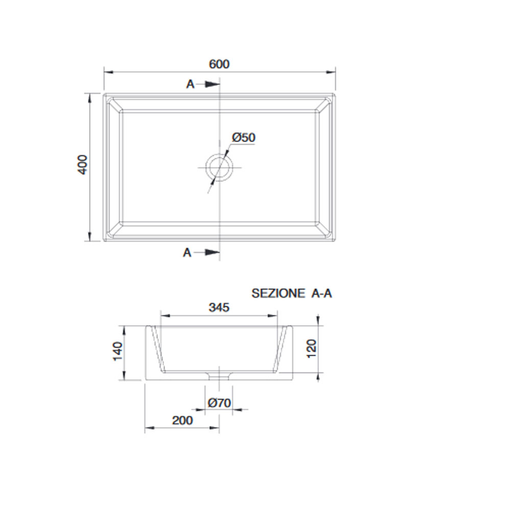 Εικόνα της Νιπτήρας Μπάνιου Scarabeo Teorema 60 5101-401 60x40cm Μαύρο Ματ