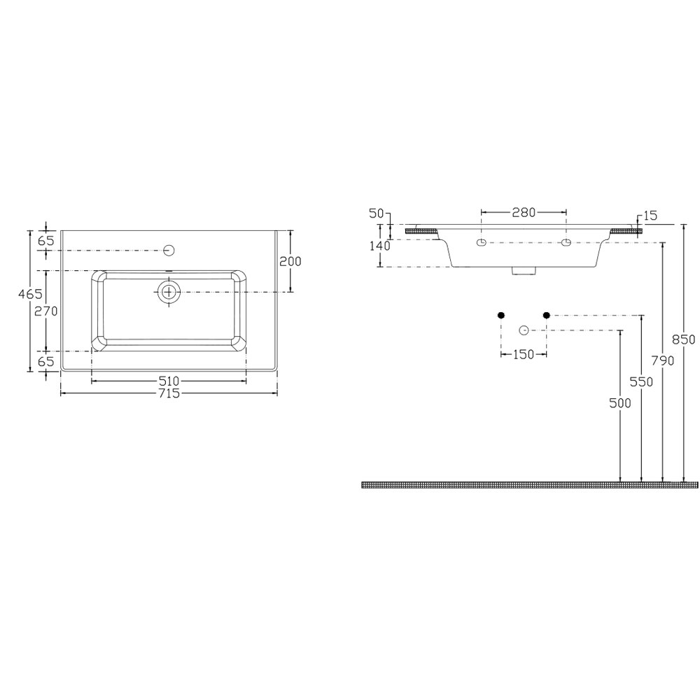 Εικόνα της Νιπτήρας Μπάνιου Bianco Ceramica Flat 36070 71.5x46.5cm