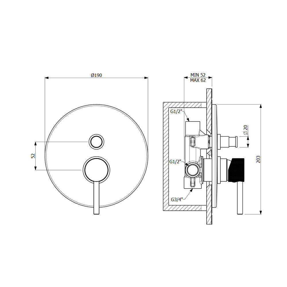 Εικόνα της Μίκτης Εντοιχισμού 2 Εξόδων Armando Vicario Industrial 512050D-110 Inox