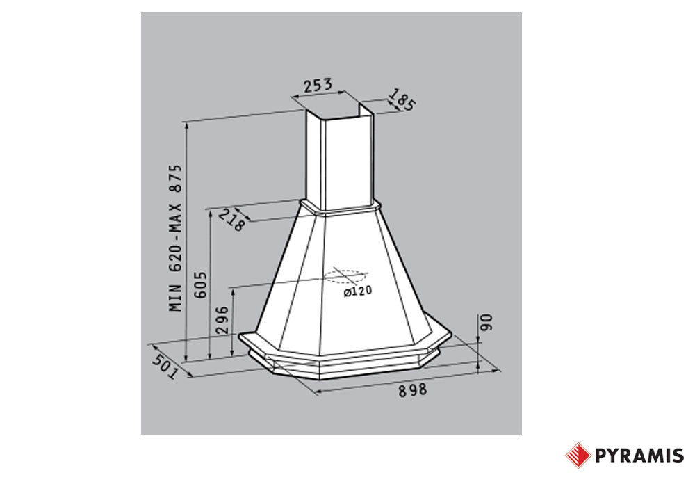 Εικόνα της Απορροφητήρας Pyramis Καμινάδα Ρουστίκ Classic 90cm 065018102