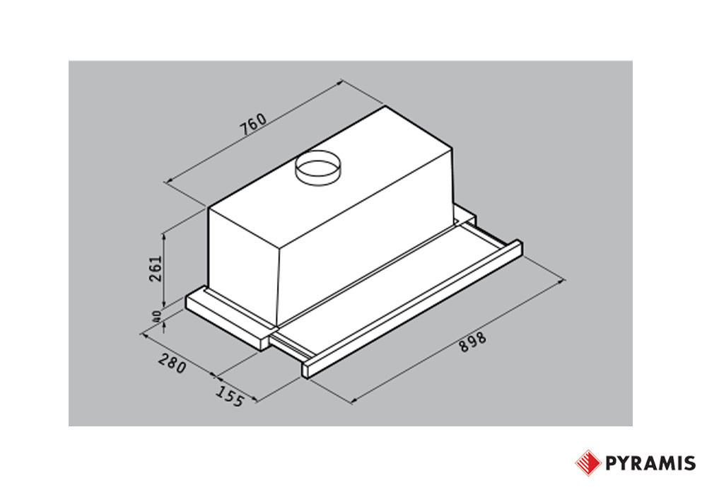 Εικόνα της Απορροφητήρας Pyramis Συρόμενος Turbo 90cm Essential Inox 065017602