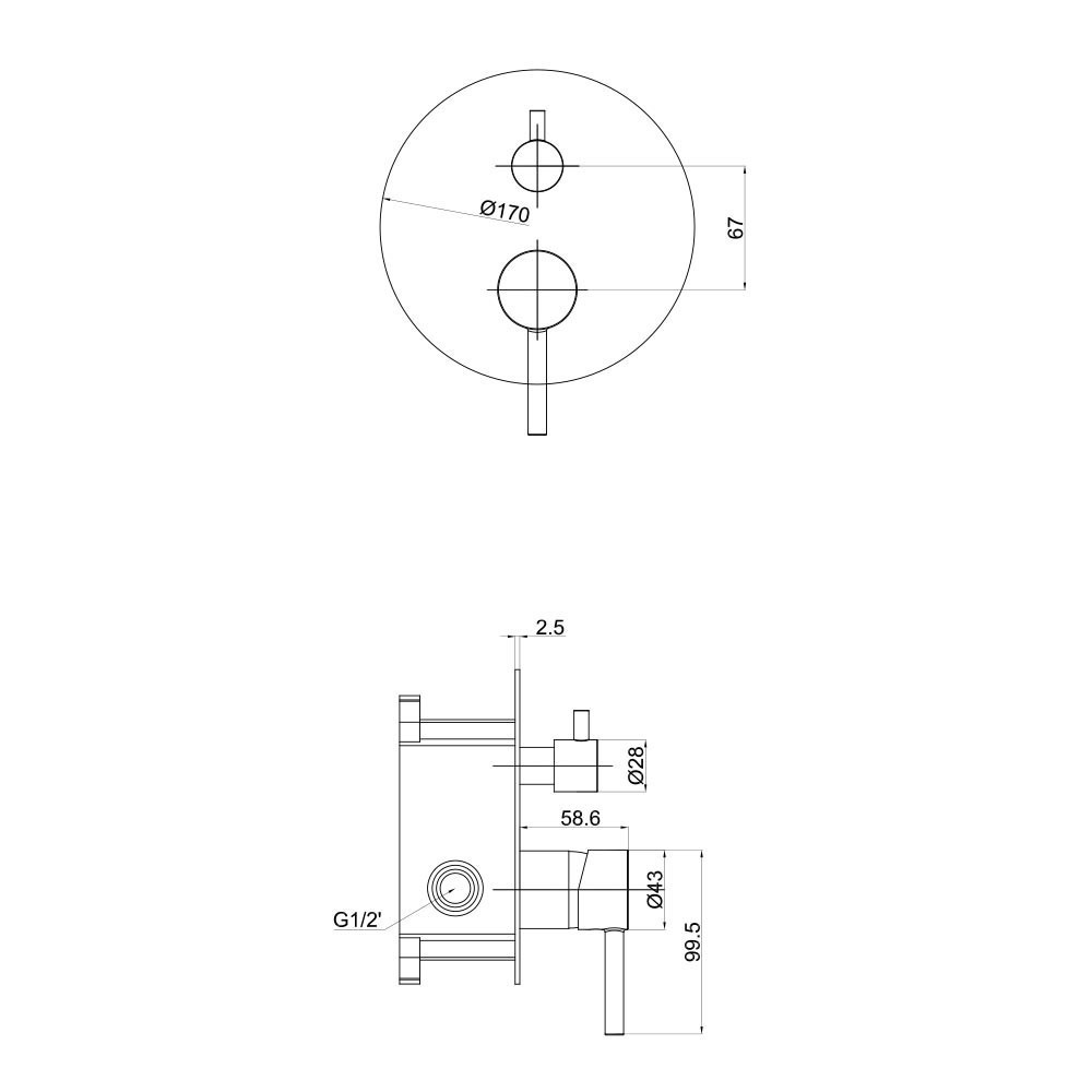 Εικόνα της Μίκτης Εντοιχισμού 2 Εξόδων Interflex Pure 086982