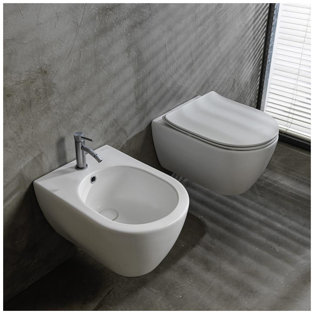 Εικόνα της Λεκάνη Κρεμαστή Scarabeo Moon Clean Flush 552000SC-301 Rimless 50,5cm White Matt Με Slim Soft Close Κάλυμμα