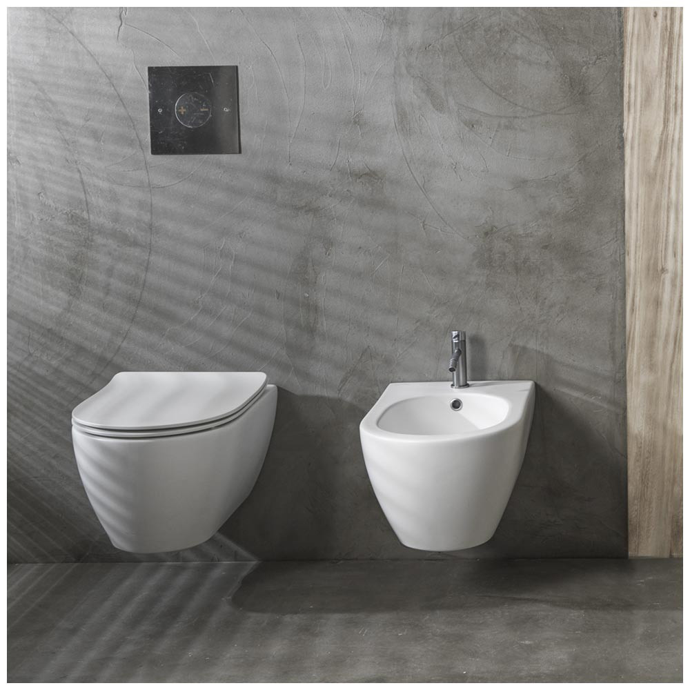 Εικόνα της Λεκάνη Κρεμαστή Scarabeo Moon Clean Flush 552000SC-301 Rimless 50,5cm White Matt Με Slim Soft Close Κάλυμμα