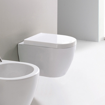 Εικόνα της Λεκάνη Κρεμαστή Scarabeo Moon Clean Flush 552400C Rimless 45cm Με Soft Close Κάλυμμα