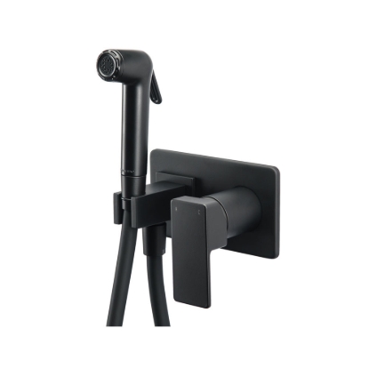 Εικόνα της Μίκτης Εντοιχισμού 2 Οπών Με Ντουζάκι Για Μπιντέ Eurorama Quadra 45211-400 Black Matt