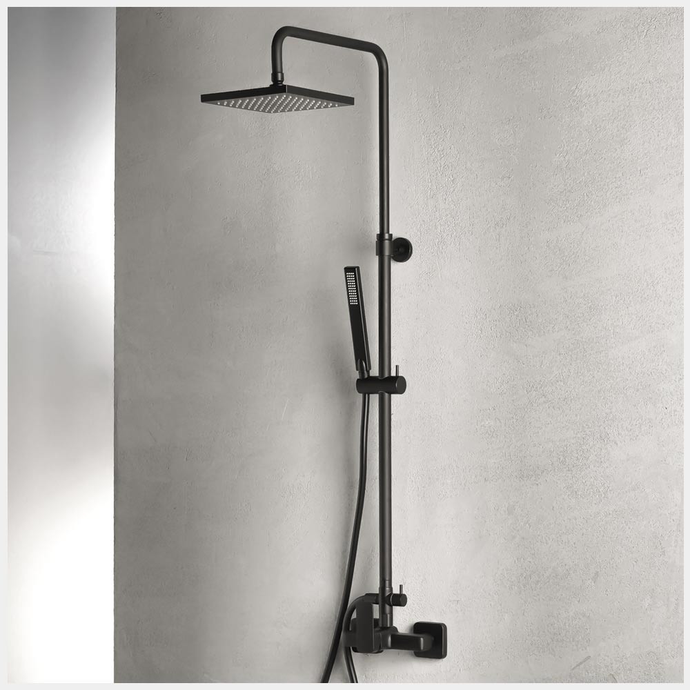 Εικόνα της Στήλη Ντούς 2 Εξόδων Eurorama Quadra 144065-400 Black Matt