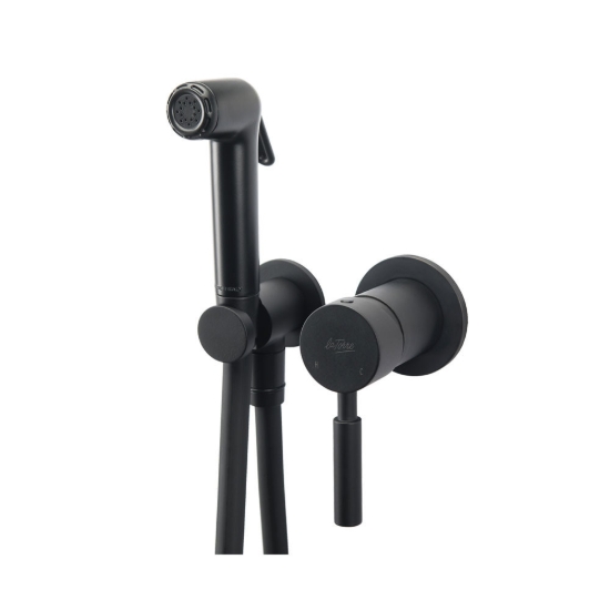 Εικόνα της Μίκτης Εντοιχισμού 2 Οπών Με Ντουζάκι Για Μπιντέ La Torre New Tech 12211-400 Black Matt