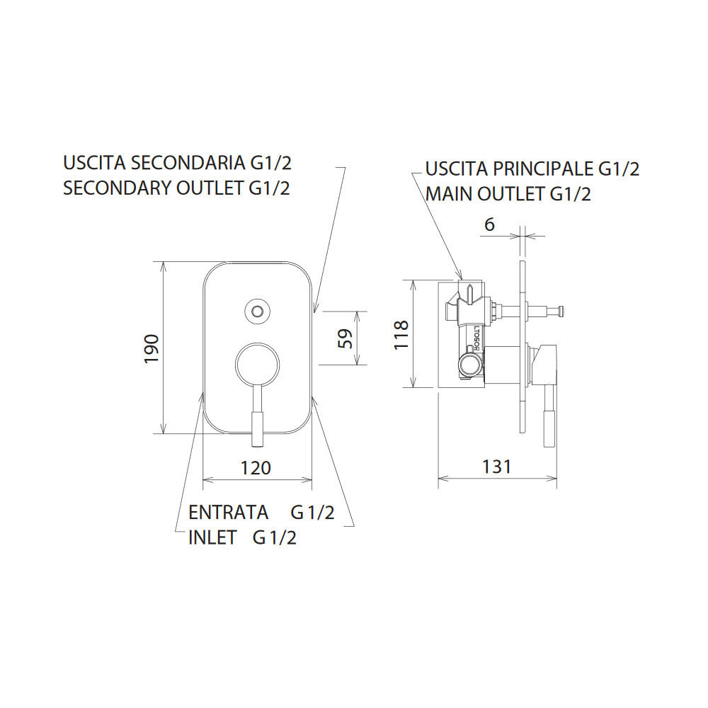 Εικόνα της Μίκτης Εντοιχισμού 2 Εξόδων La Torre New Tech 12050R-300 White Matt