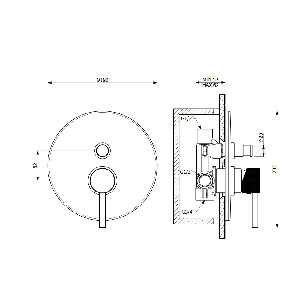 Εικόνα της Μίκτης Εντοιχισμού 2 Εξόδων Armando Vicario Industrial 512050D-100