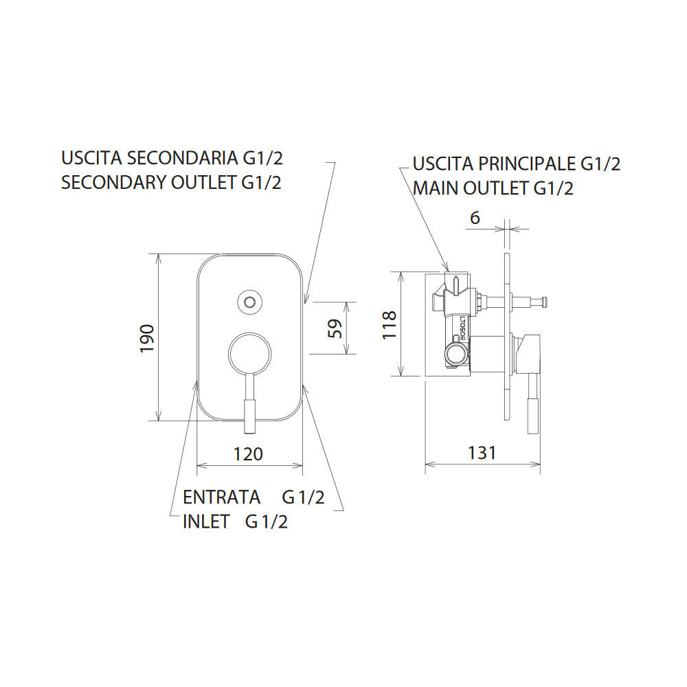 Εικόνα της Μίκτης Εντοιχισμού 2 Εξόδων La Torre New Tech 12050R-100