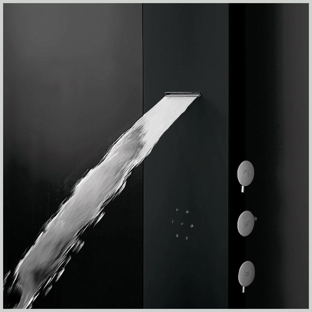 Εικόνα της Στήλη Ντούς-Υδρομασάζ  Icos Shower Astrea Θερμομικτική Black Matt 4 Εξόδων