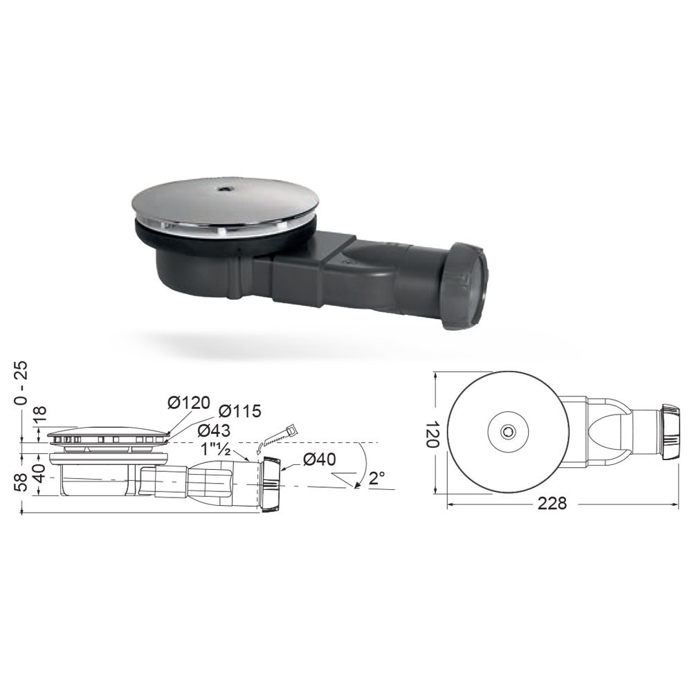Εικόνα της Βαλβίδα/Σιφών Ντουσιέρας Wirquin Slim 50158 Ø90cm