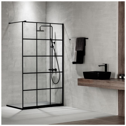 Εικόνα της Διαχωριστικό Ντους Devon Iwis Walk-in Decor IW90DC-400 Black Matt 87-89cm