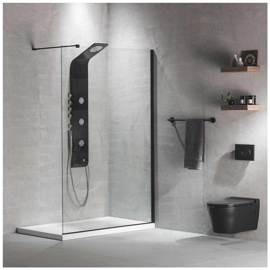 Εικόνα της Διαχωριστικό Ντους Devon Iwis Walk-in IW110C-400 Black Matt 107-109cm