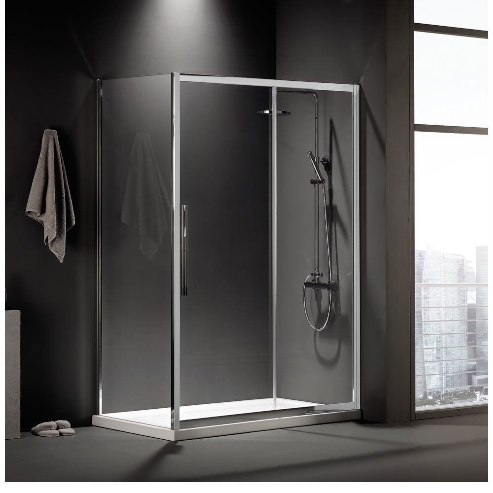 Εικόνα της Καμπίνα Ντουσιέρας Devon Flow Slider 1+1 SLF130C-100 127-131cm Clean Glass