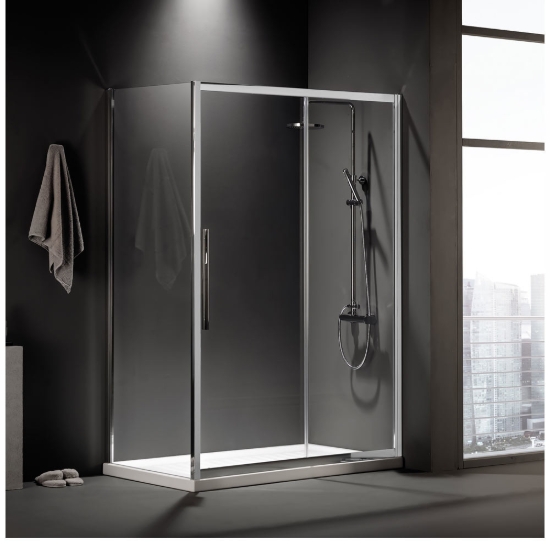 Εικόνα της Καμπίνα Ντουσιέρας Devon Flow Slider 1+1 SLF130C-100 127-131cm Clean Glass