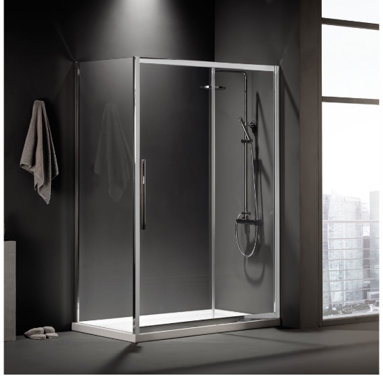 Εικόνα της Καμπίνα Ντουσιέρας Devon Flow Slider 1+1 SLF150C-100 147-151cm Clean Glass