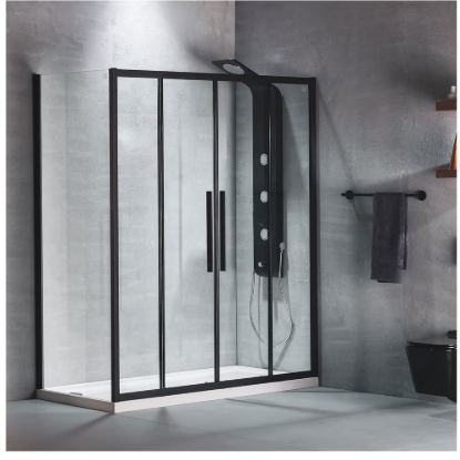Εικόνα της Καμπίνα Ντουσιέρας Devon Flow Slider 2+2 SL2F160C-400 157-161cm Black Matt Clean Glass