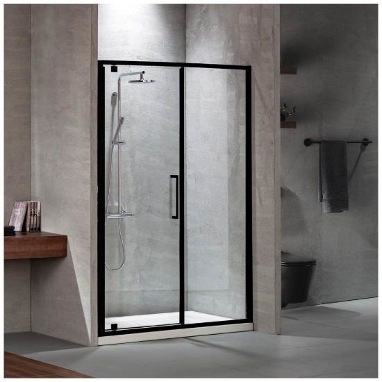 Εικόνα της Καμπίνα Ντουσιέρας Devon Primus Plus Pivot + Infill PIR140C-400 137-141cm Black Matt Clean Glass